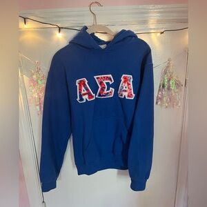 Alpha Sigma Alpha Sorority Sweatshirt (Navy blue w/ Tie Dye Letters)